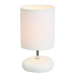 Simple Designs Stonies Small Stone Look Table Bedside Lamp, White