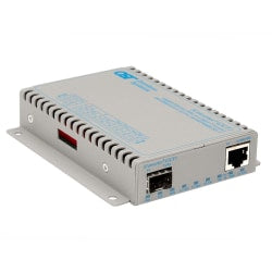 Omnitron iConverter 10/100/1000 Gigabit Ethernet Fiber Media Converter SFP - 1 x 10/100/1000BASE-T, 1 x 100/1000BASE-X (SFP), Wall-Mount Standalone, Univ. AC Powered, Lifetime Warranty