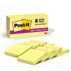 Post-it Super Sticky Notes, 1 7/8 in x 1 7/8 in, 8 Pads, 90 Sheets/Pad, 2x the Sticking Power, Energy Boost Collection