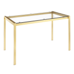 LumiSource Fuji Industrial Dining Table, 29-3/4inH x 50-1/4inW x 27-3/4inD, Gold/Clear