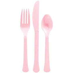 Amscan Boxed Heavyweight Cutlery Assortment, New Pink, 200 Utensils Per Pack, Case Of 2 Packs