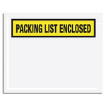 Tape Logic "Packing List Enclosed" Envelopes, Panel Face, Yellow, 5 1/2in x 10in Pack Of 1,000