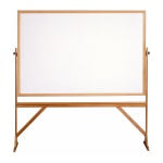 Ghent 2-Sided Dry-Erase Whiteboard, 78 1/8in x 77 1/4in, Wood Frame With Brown Finish