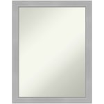 Amanti Art Narrow Non-Beveled Rectangle Framed Bathroom Wall Mirror, 26-1/2in x 20-1/2in, Vista Brushed Nickel