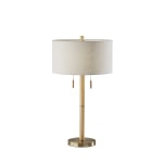 Adesso Madeline Table Lamp, 28inH, Antique Brass Base/Off-White Shade