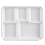 Huhtamaki Heavy-Duty 5-Compartment Disposable Pulp Paper Trays, Breakfast, 10 1/2in x 8 1/2in, Tan, Case Of 500