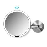 simplehuman Sensor 5X Magnification Wall-Mount Makeup Mirror, Hard Wired, 8in, Stainless Steel