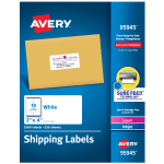 Avery Shipping Labels With Sure Feed Technology, 95945, Rectangle, 2in x 4in, White, Pack Of 2,500 Labels