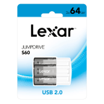 Lexar JumpDrive S60 USB 2.0 Flash Drives, 64GB, Black Pack Of 3 Flash Drives