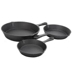 Gibson Home Addlestone 3-Piece Pre-Seasoned Cast Iron Skillet Set, Black