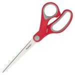 Scotch Multipurpose Scissors, 8in, Pointed, Gray/Red