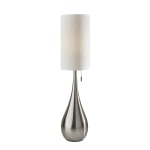 Adesso Christina Table Lamp, 34-1/2inH, White Shade/Brushed Steel Base