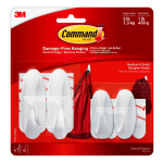 3M Command Damage-Free Removable Plastic Hooks, Assorted Sizes, Pack Of 4