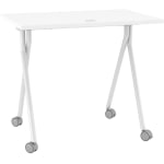 Boss Office Products 48inW Flip-Top Folding Training Table, White/Silver