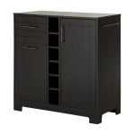 South Shore Vietti 12-Bottle Bar Cabinet With Bottle Storage, 36-1/4inH x 34-1/4inW x 16-3/4inD, Black Oak