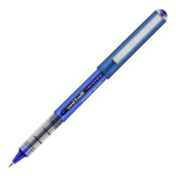 uni-ball Vision Liquid Ink Rollerball Pens, Ultra Micro Point, 0.38 mm, Blue Barrel, Blue Ink, Pack Of 12 Pens