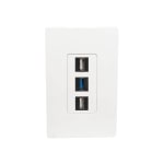 Tripp Lite Single-Gang 3-Port Wall Plate Keystone Cat5/6 USB HDMI Dport RCA - Faceplate - white - 1-gang - 3 ports - TAA Compliant