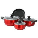 Better Chef 7-Piece Aluminum Non-Stick Cookware Set, Red