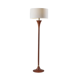 Adesso Rebecca Floor Lamp, 60inH, White Shade/Walnut Base