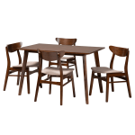 Baxton Studio Orion Dining Set, 29-1/2inH x 47-1/4inW x 29-1/2inD, Light Beige/Walnut Brown