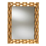 Baxton Studio Modern Rectangular Wall Mirror With Wavy Frame, 42in x 31-13/16in, Antique Gold