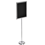 Azar Displays 2-Sided Slide-In Frame Sign Holder With Metal Pedestal Stand, 24in x 18in, Silver