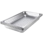 Hoffman Tech Browne Stainless Steel Steam Perforated Table Pans, 1/2 Size, Silver, Set Of 24 Pans