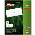 Avery EcoFriendly Address Labels, 48160, Rectangle, 1in x 2-5/8in, White, Pack Of 750 Labels