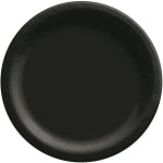 Amscan Round Paper Plates, Jet Black, 6-3/4in, 50 Plates Per Pack, Case Of 4 Packs