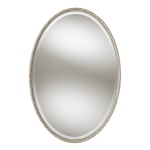 Baxton Studio Beaded Oval Accent Wall Mirror, 35in x 24in, Antique Silver