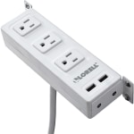 Lorell AC/USB Power Center, Underdesk Mount, White