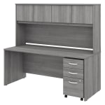 Bush Business Furniture Studio C Office 72inW Computer Desk With Hutch And Mobile File Cabinet, Platinum Gray, Standard Delivery