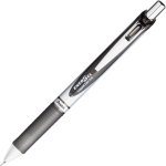 Pentel EnerGel RTX Liquid Gel Pen, Fine Point, 0.3mm, 54% Recycled, Silver Barrel, Black Ink