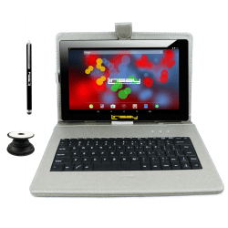 Linsay F10IPS Tablet, 10.1in Screen, 2GB Memory, 64GB Storage, Android 13, Silver Keyboard