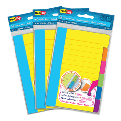 Redi-Tag Assorted Tab Sticky Notes, 4in x 6in, Assorted, Pack of 3