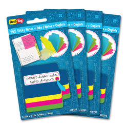 Redi-Tag Tabbed Divider Notes - 4in x 4in - Square - Ruled - Multicolor - Tab, Self-stick - 4 / Box