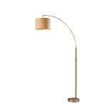 Adesso Bowery Arc Floor Lamp, 73-1/2inH, Natural/Beige/Antique Brass