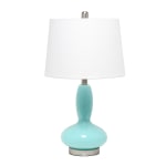 Lalia Home Glass Dollop Table Lamp, 23-1/2inH, White Shade/Seafoam Base