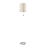 Adesso Fiona Floor Lamp, 62inH, White Shade/Brushed Steel And White Base