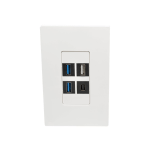 Tripp Lite Single-Gang 4-Port Wall Plate Keystone Cat5/6 USB HDMI Dport RCA - Faceplate - white - 1-gang - 4 ports - TAA Compliant