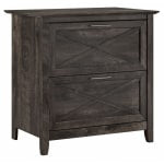 Bush Furniture Key West 30inW x 19-7/8inD Lateral 2-Drawer File Cabinet, Dark Gray Hickory, Standard Delivery