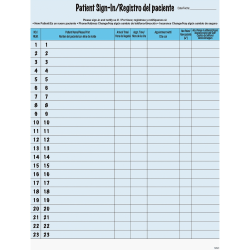 Tabbies Patient Sign-In Label Forms, 8-1/2in x 11in, Blue, Pack of 125