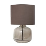 Simple Designs Glass Table Lamp, 13-3/4inH, Gray Shade/Smoke Gray Base