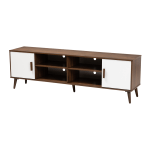 Baxton Studio Mid-Century Modern TV Stand, 21-3/4inH x 72-13/16inW x 15-3/4inD, Walnut/White