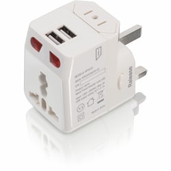 Targus iStore World Travel Adapter With Dual USB Charging Ports, White