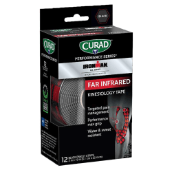 CURAD IRONMAN Performance Series Kinesiology Tape, 2? x 10in, Black, 20 Strips Per Pack, Set Of 48 Packs