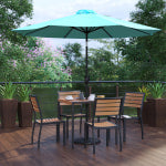 Flash Furniture Lark 7-Piece All-Weather Patio Set, 29-1/2inH x 35-1/4inW x 35-1/4inD, Teal