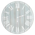 Elegant Designs Wood Plank Rustic Coastal Wall Clock, 23in, Light Blue Wash