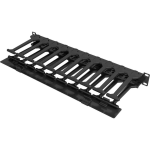 Vertiv 1U x 6in Horizontal Cable Manager, Single-Sided with Cover - Black - 1 Pack - 1U Rack Height - 19in Panel Width - Metal