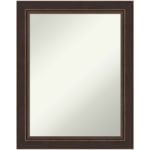 Amanti Art Non-Beveled Rectangle Framed Bathroom Wall Mirror, 28-1/2in x 22-1/2in, Lara Bronze